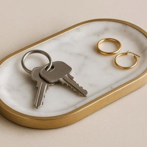Marble and Brass Small Catchall Tray for Keys and Jewelry