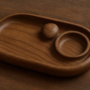Wooden River Stone Inspired Valet Tray for Mens Dresser