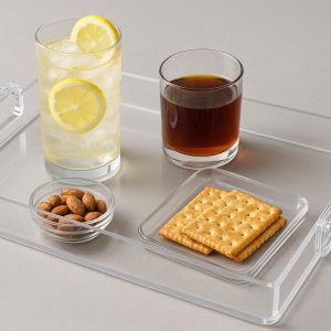 Modern Acrylic Clear Serving Tray for Drinks and Snacks